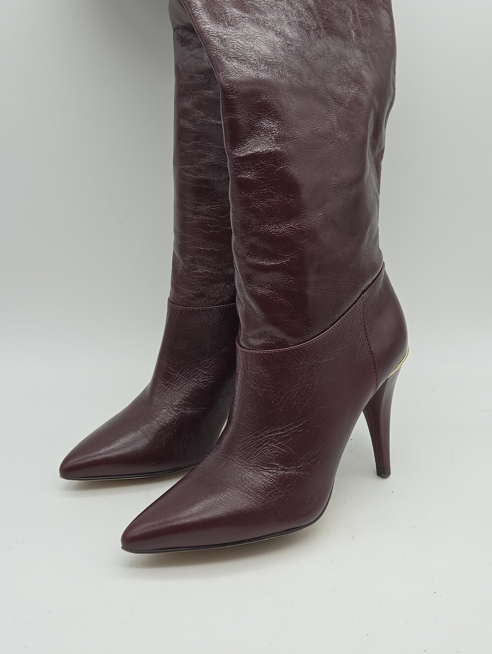 Michael Kors Oxblood Rosalyn Tall Knee High Leather Boots Size 5 - Picture 4 of 14